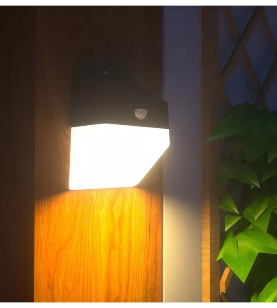 APPLIQUE LED DA ESTERNO VTAC NERO CON SENSORE 4000K