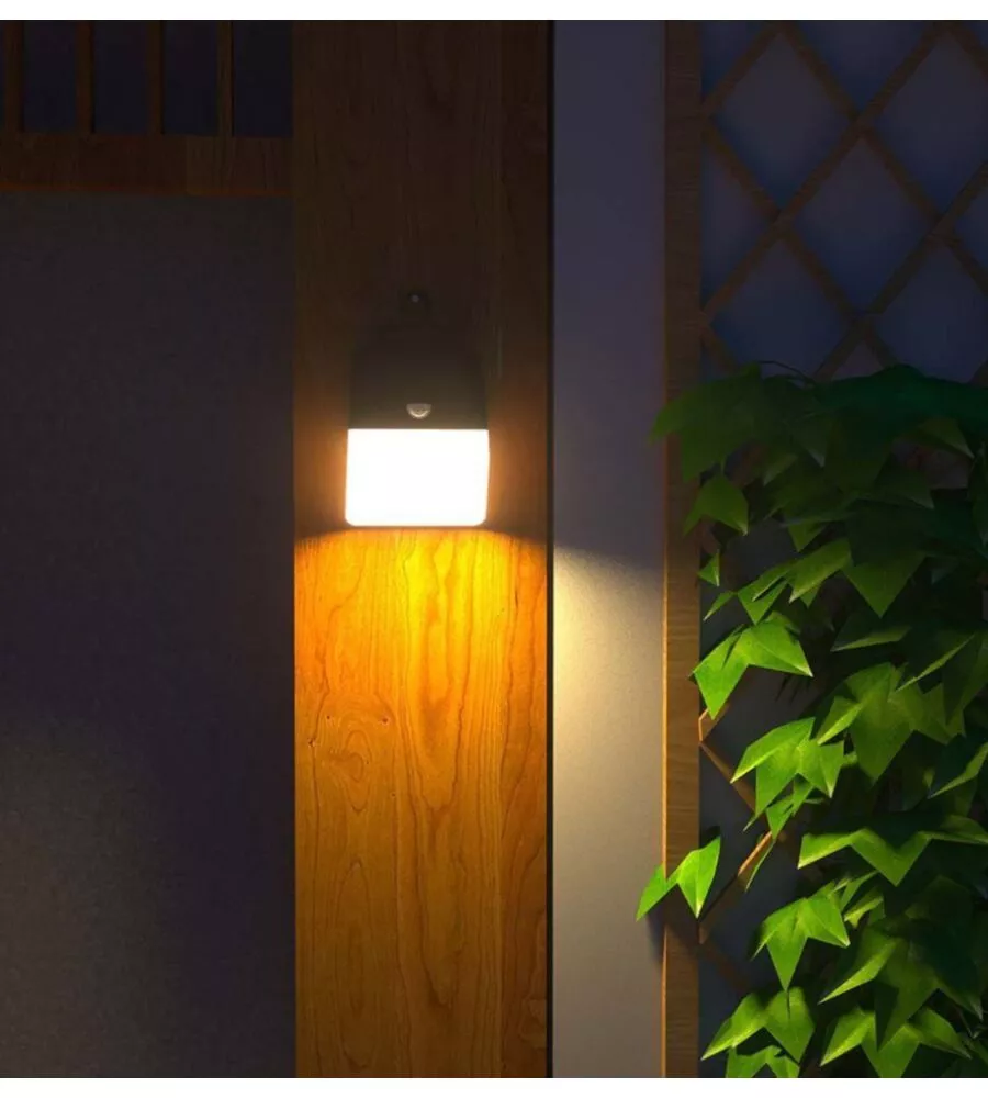 APPLIQUE LED DA ESTERNO VTAC NERO CON SENSORE 4000K