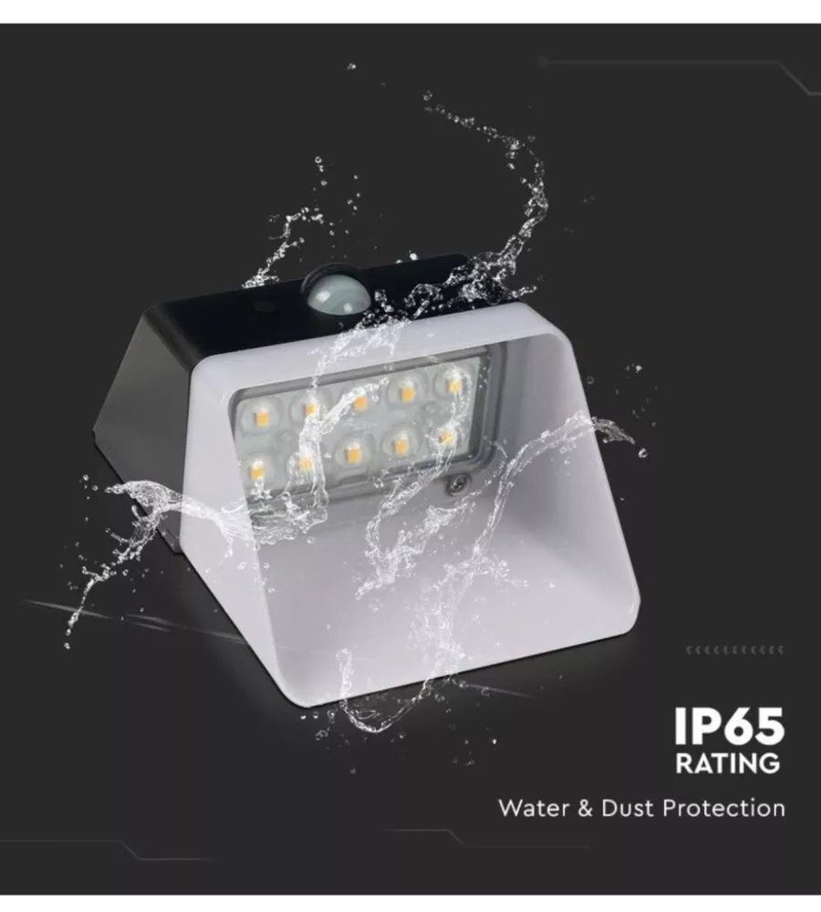 APPLIQUE LED DA ESTERNO VTAC NERO CON SENSORE 4000K