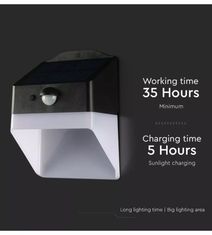 APPLIQUE LED DA ESTERNO VTAC NERO CON SENSORE 4000K