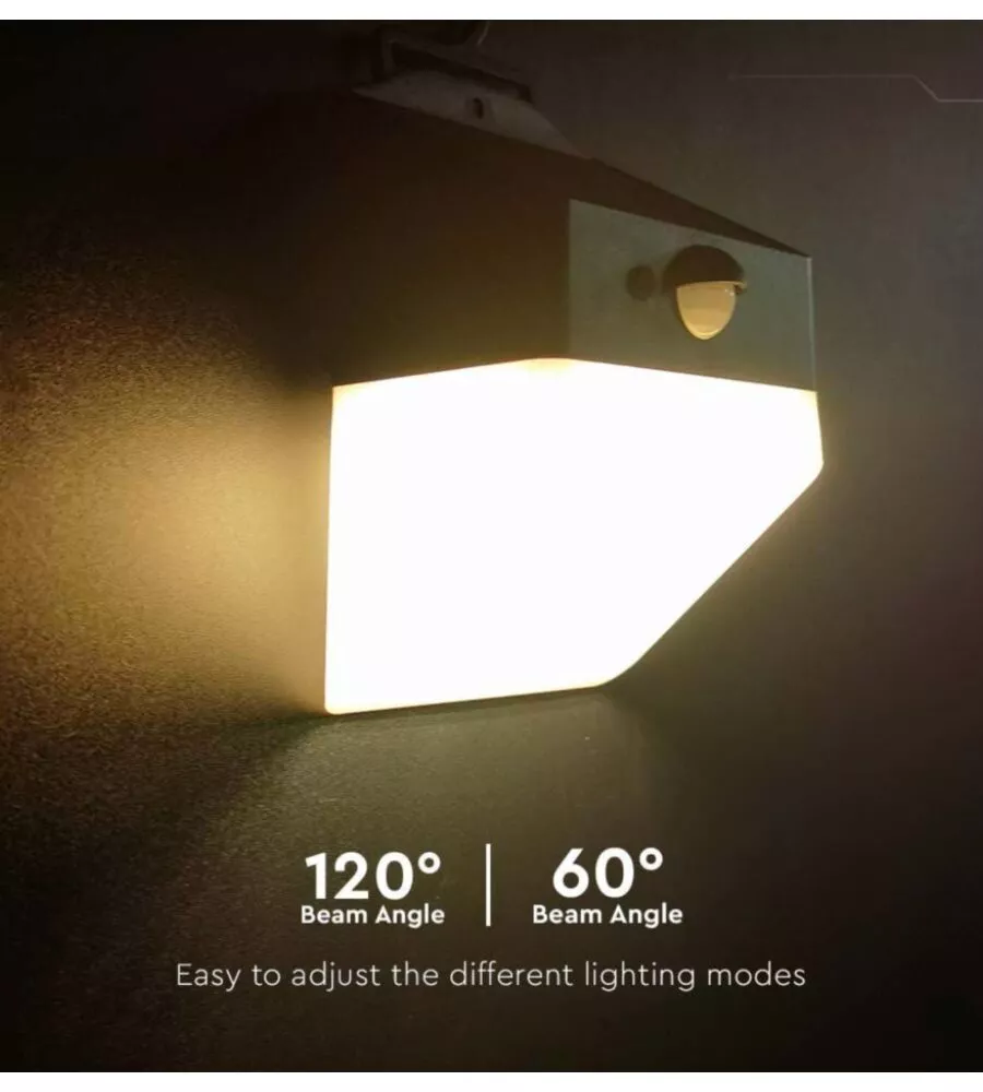 APPLIQUE LED DA ESTERNO VTAC NERO CON SENSORE 4000K