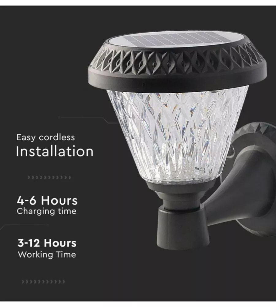 APPLIQUE LED SOLARE DA ESTERNO VTAC A CONO CON TELECOMANDO 3IN1