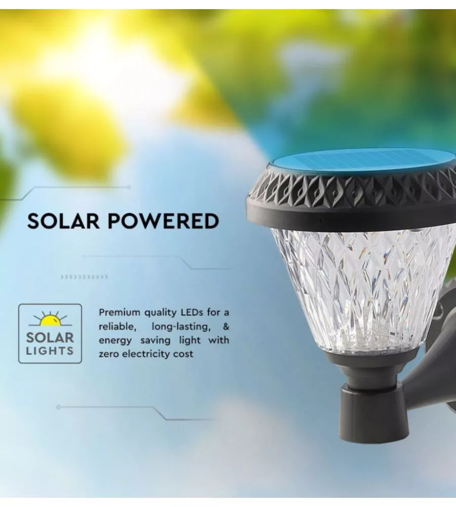 APPLIQUE LED SOLARE DA ESTERNO VTAC A CONO CON TELECOMANDO 3IN1