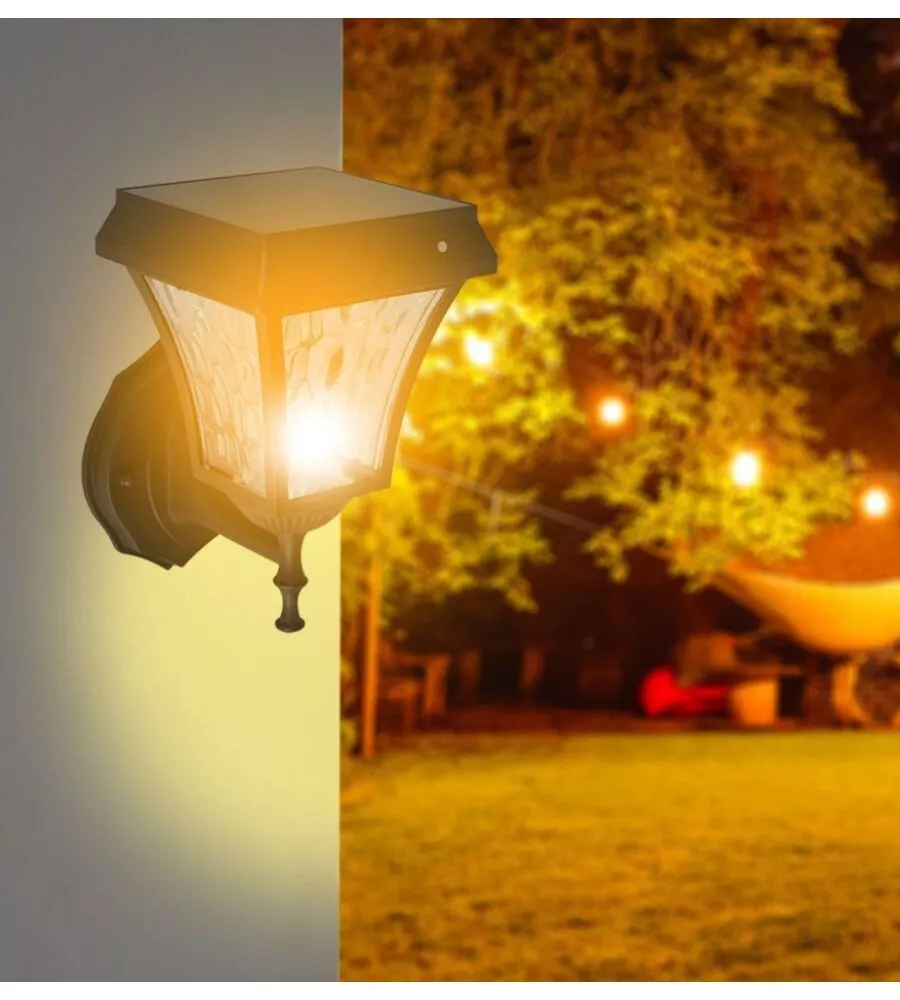 APPLIQUE LED SOLARE A MURO DA ESTERNO VTAC NERO 3000+4000+6000K