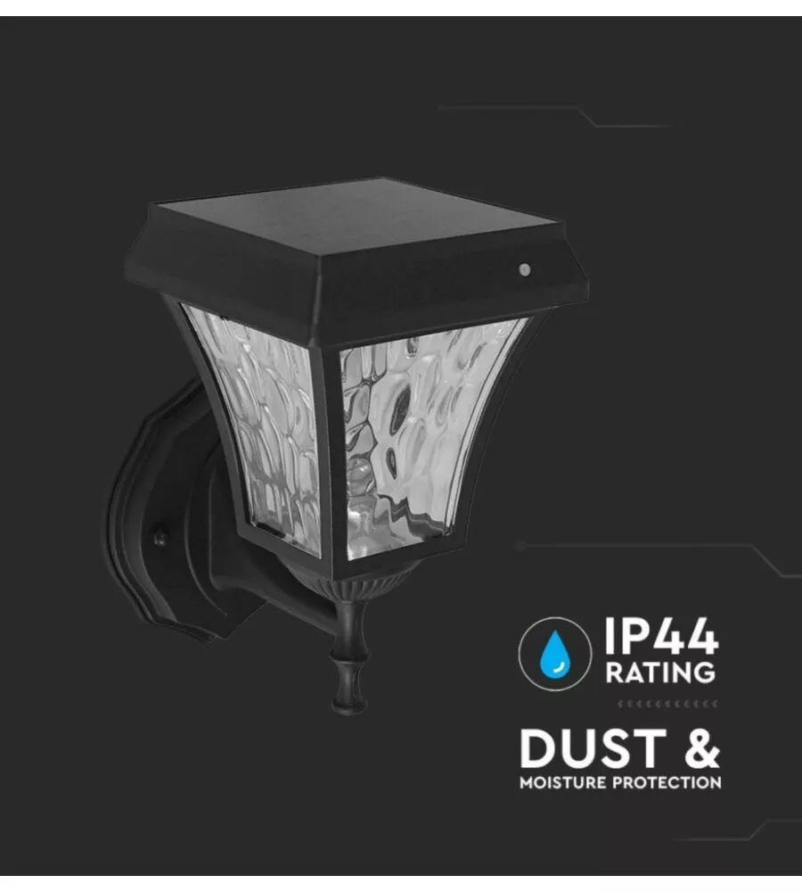 APPLIQUE LED SOLARE A MURO DA ESTERNO VTAC NERO 3000+4000+6000K