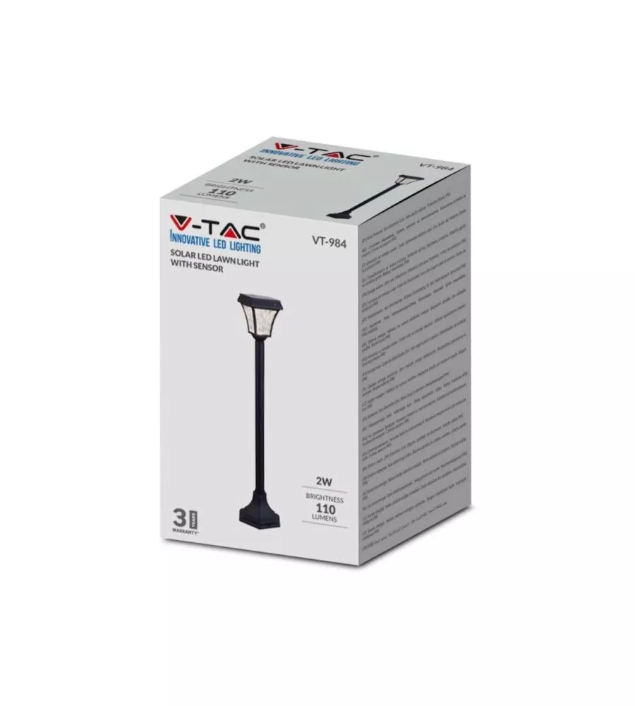 PALO LED SOLARE  DA ESTERNO VTAC NERO 3000+4000+6000K