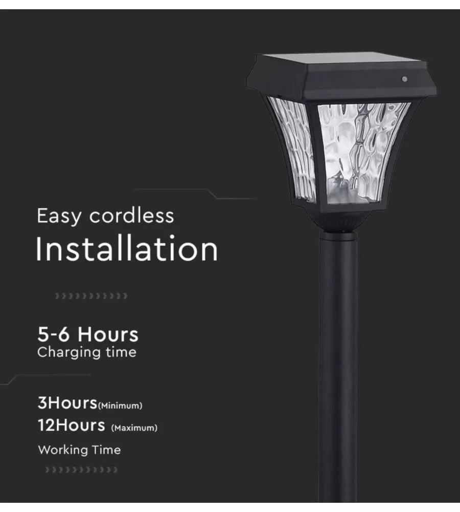 PALO LED SOLARE  DA ESTERNO VTAC NERO 3000+4000+6000K