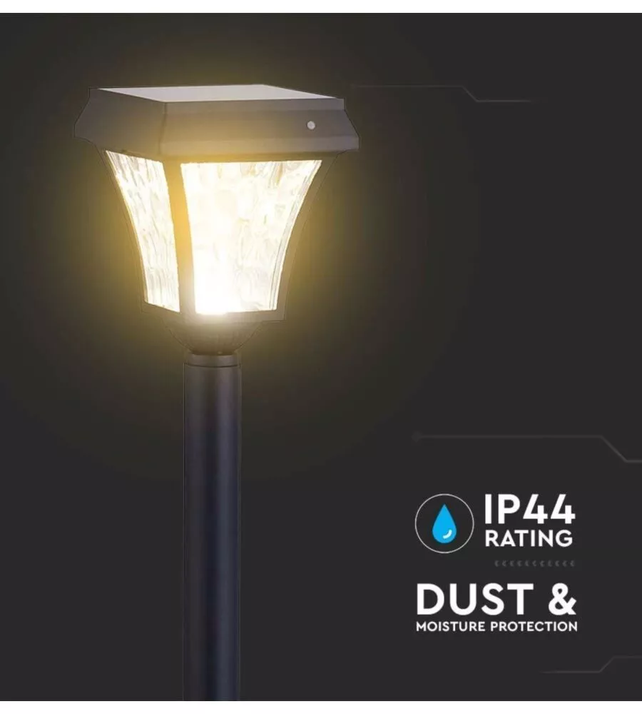 PALO LED SOLARE  DA ESTERNO VTAC NERO 3000+4000+6000K