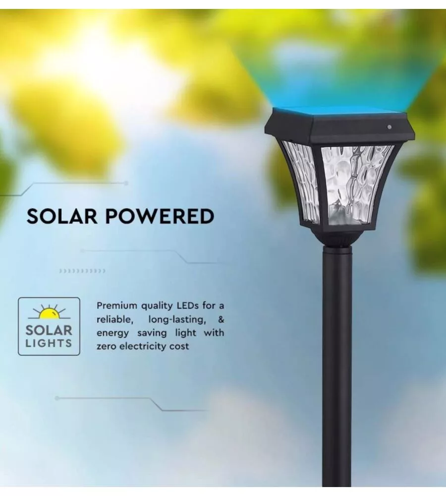 PALO LED SOLARE  DA ESTERNO VTAC NERO 3000+4000+6000K