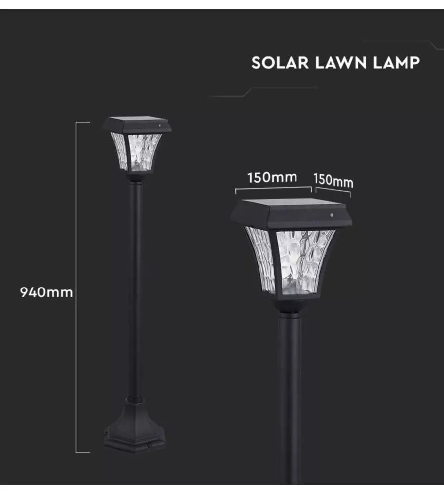 PALO LED SOLARE  DA ESTERNO VTAC NERO 3000+4000+6000K