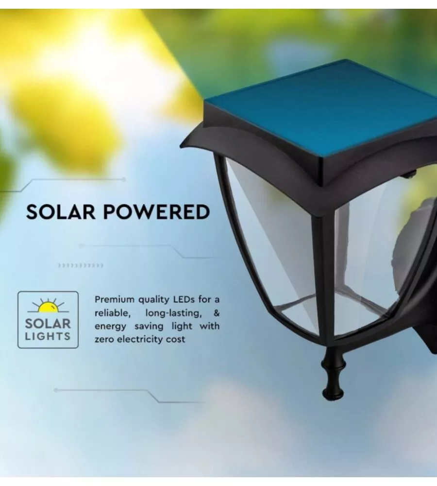 APPLIQUE LED SOLARE VTAC NERO 3000+6000K