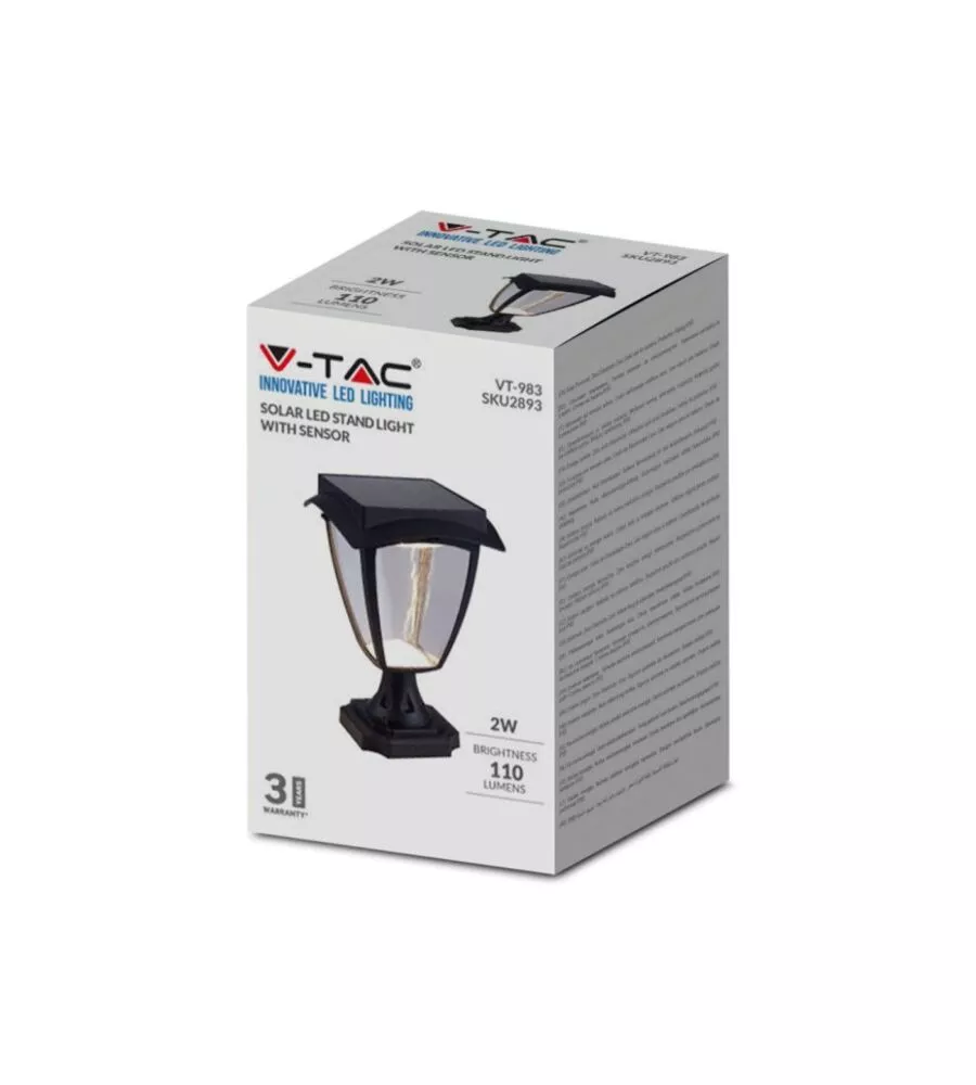 PALO LED SOLARE DA ESTERNO VTAC NERO 3000+6000K
