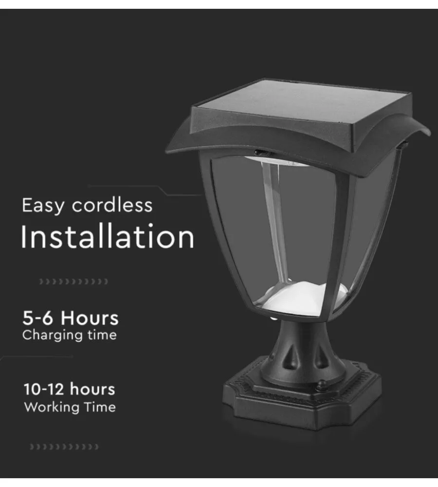 PALO LED SOLARE DA ESTERNO VTAC NERO 3000+6000K