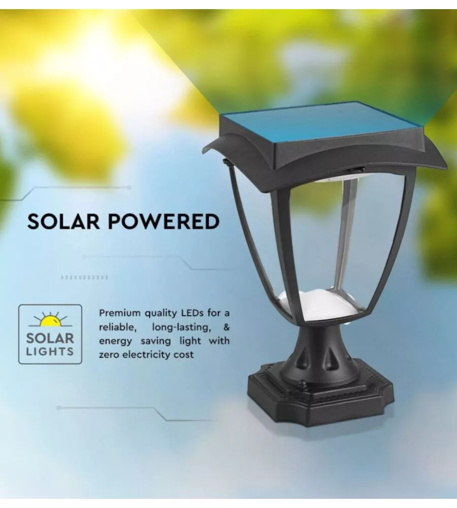 PALO LED SOLARE DA ESTERNO VTAC NERO 3000+6000K
