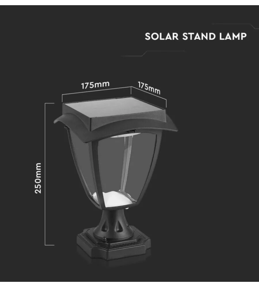PALO LED SOLARE DA ESTERNO VTAC NERO 3000+6000K