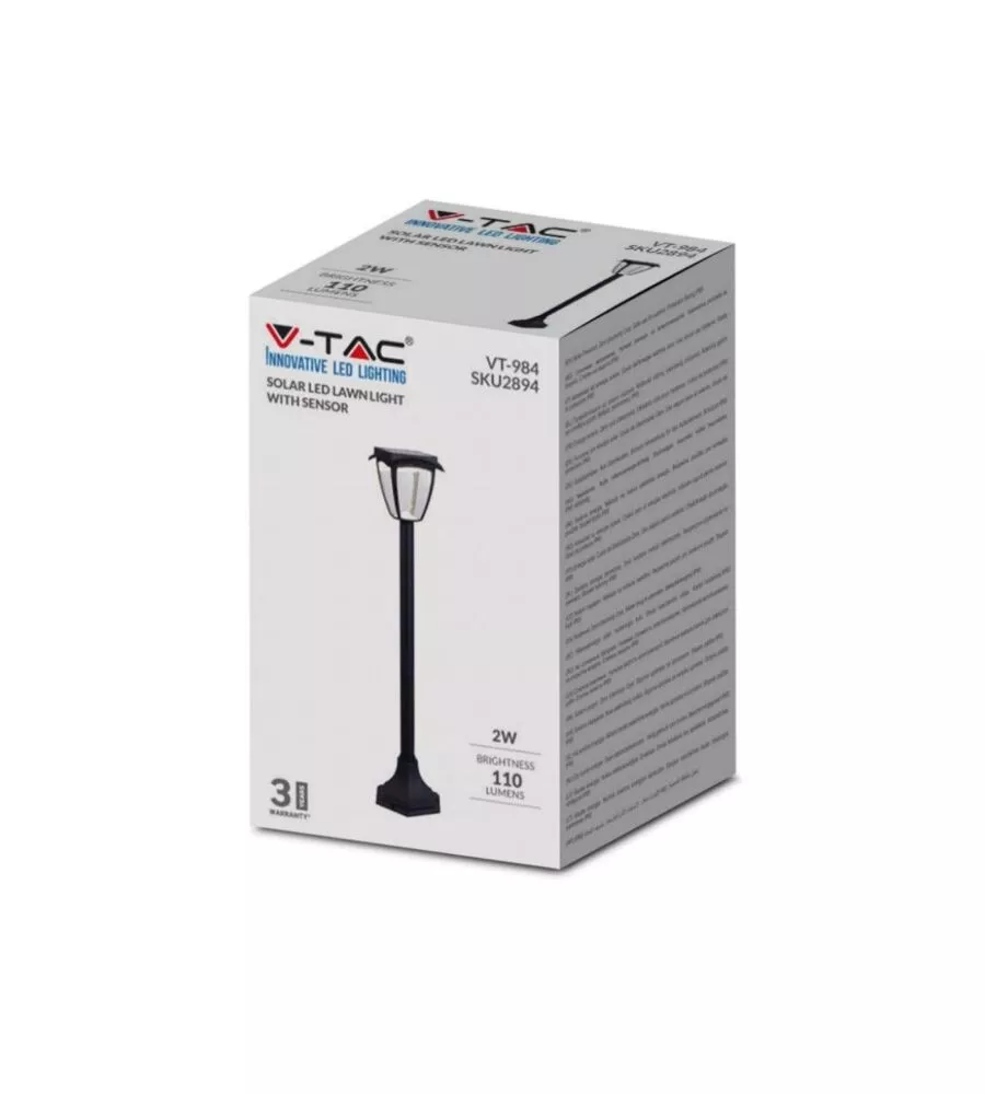 PALO LED SOLARE DA ESTERNO VTAC NERO 3000+6000K