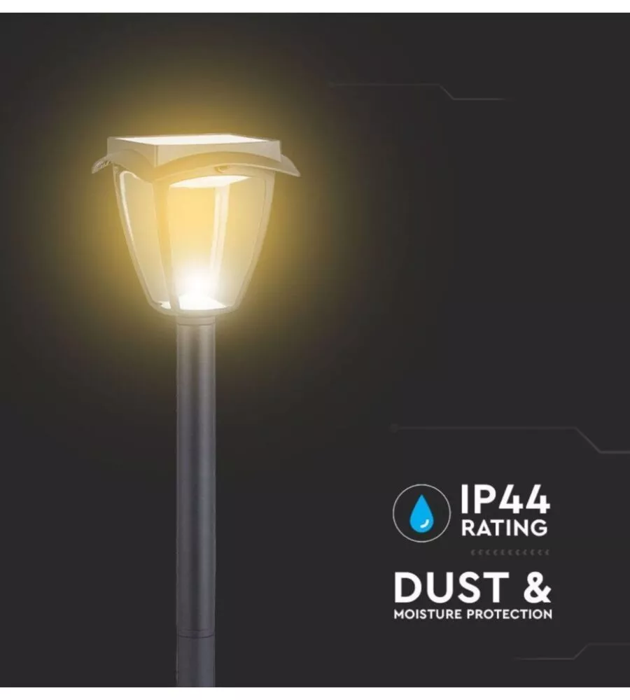 PALO LED SOLARE DA ESTERNO VTAC NERO 3000+6000K