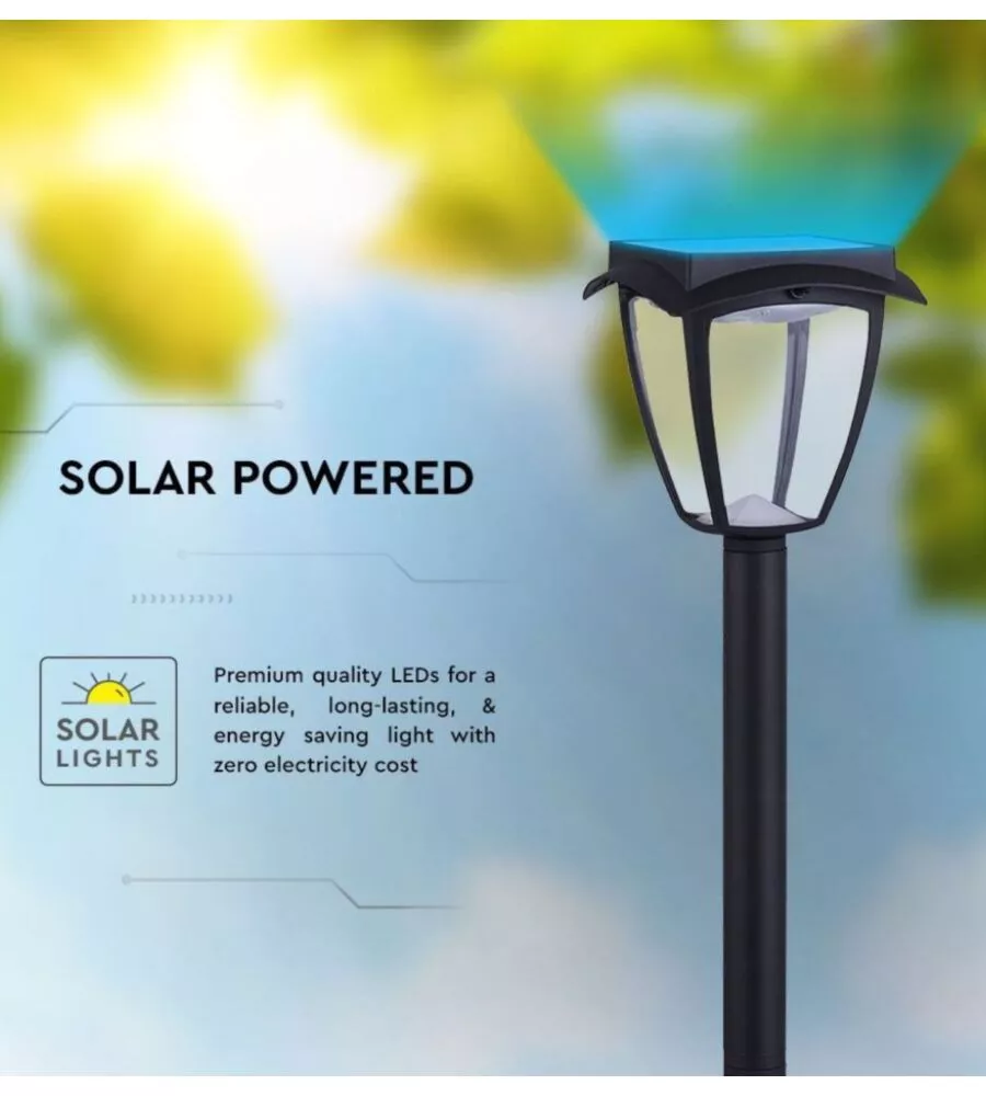 PALO LED SOLARE DA ESTERNO VTAC NERO 3000+6000K