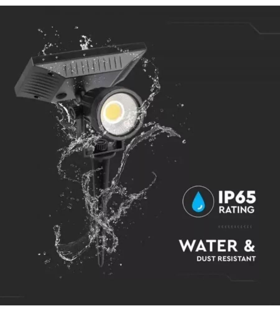 PICCHETTO FARETTO LED SOLARE DA ESTERNO VTAC NERO 400K
