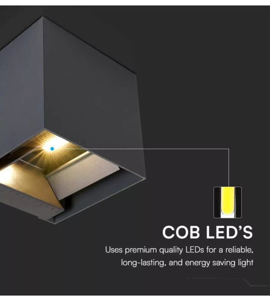 APPLIQUE LED SOLARE DA ESTERNO VTAC NERO 3000K