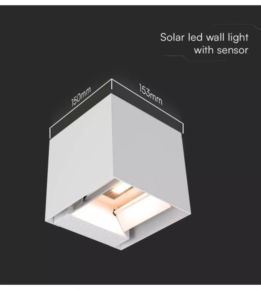 APPLIQUE LED SOLARE DA ESTERNO VTAC BIANCO 3000K