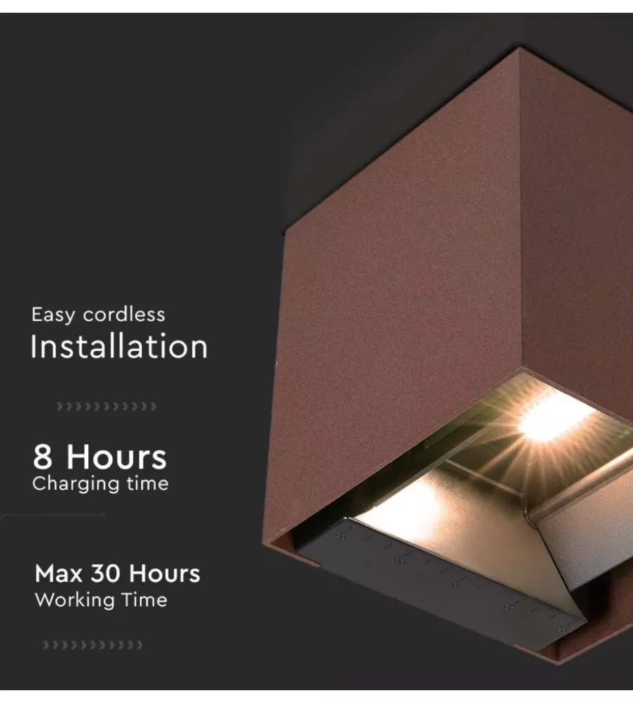 APPLIQUE LED SOLARE DA ESTERNO VTAC MARRONE 3000K