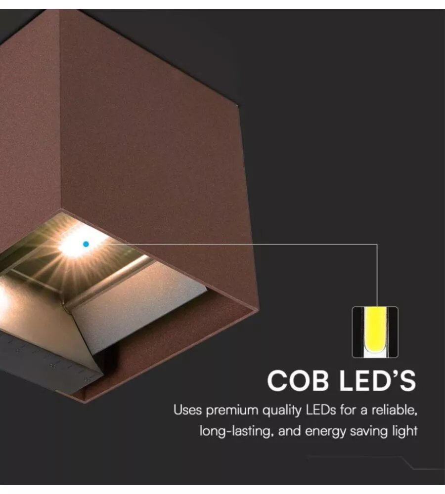 APPLIQUE LED SOLARE DA ESTERNO VTAC MARRONE 3000K