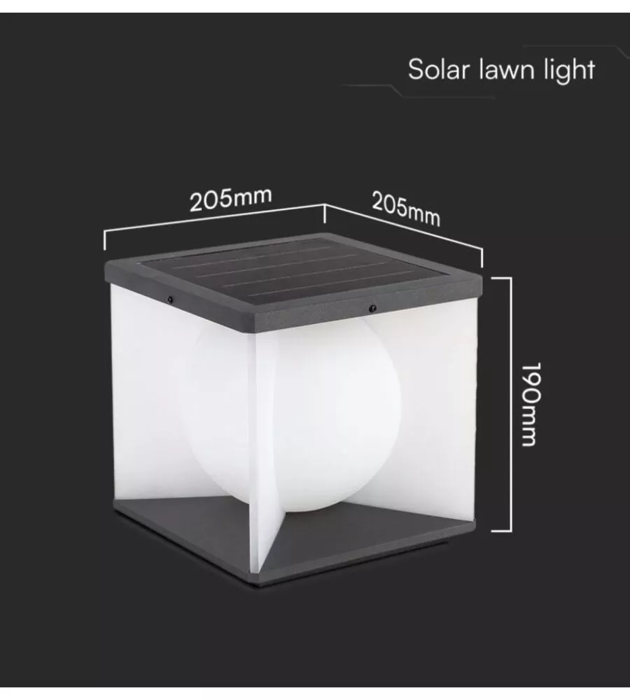 APPLIQUE LED SOLARE DA ESTERNO VTAC NERO CON TELECOMANDO 3000K  3W