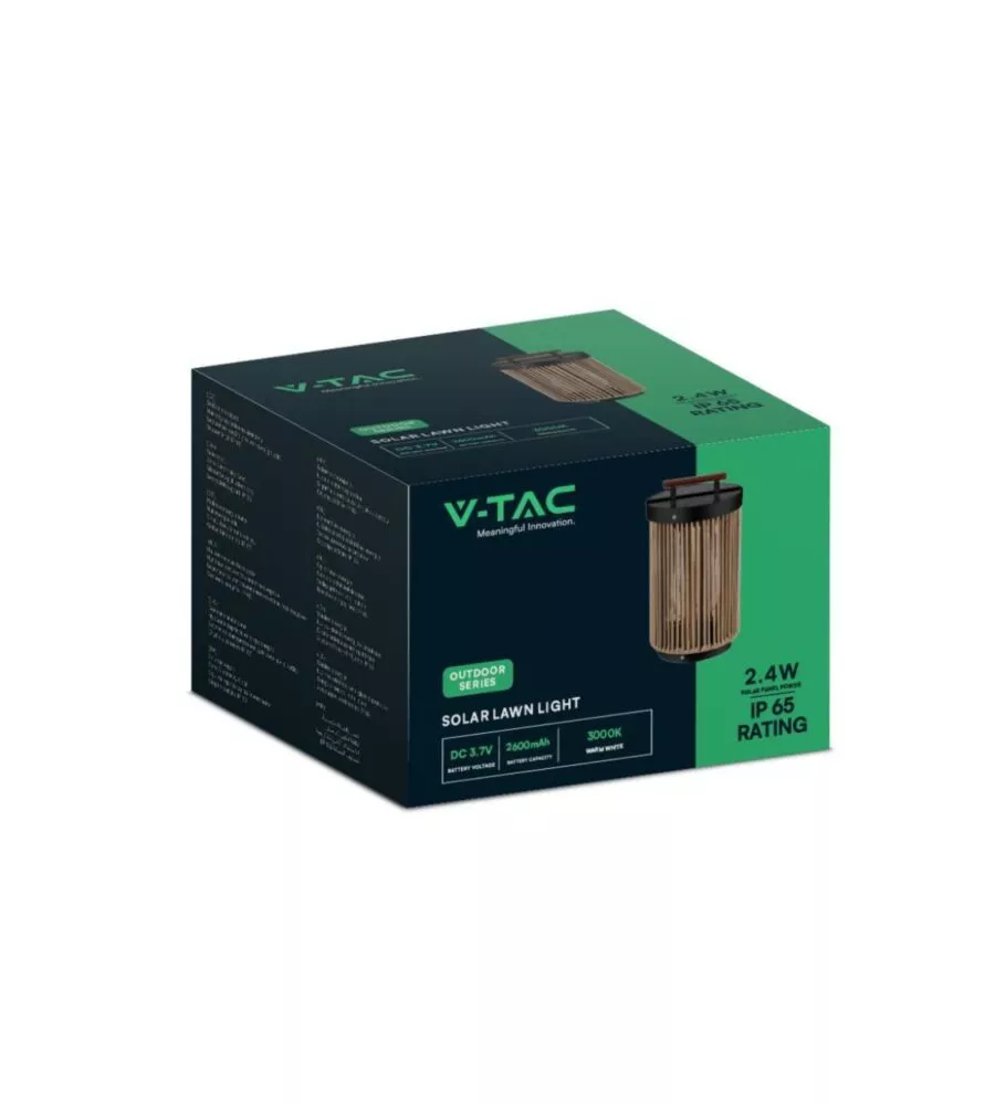 LAMPADA LED SOLARE RICARICABILE DA ESTERNO VTAC MARRONE CON TELECOMANDO 3000K