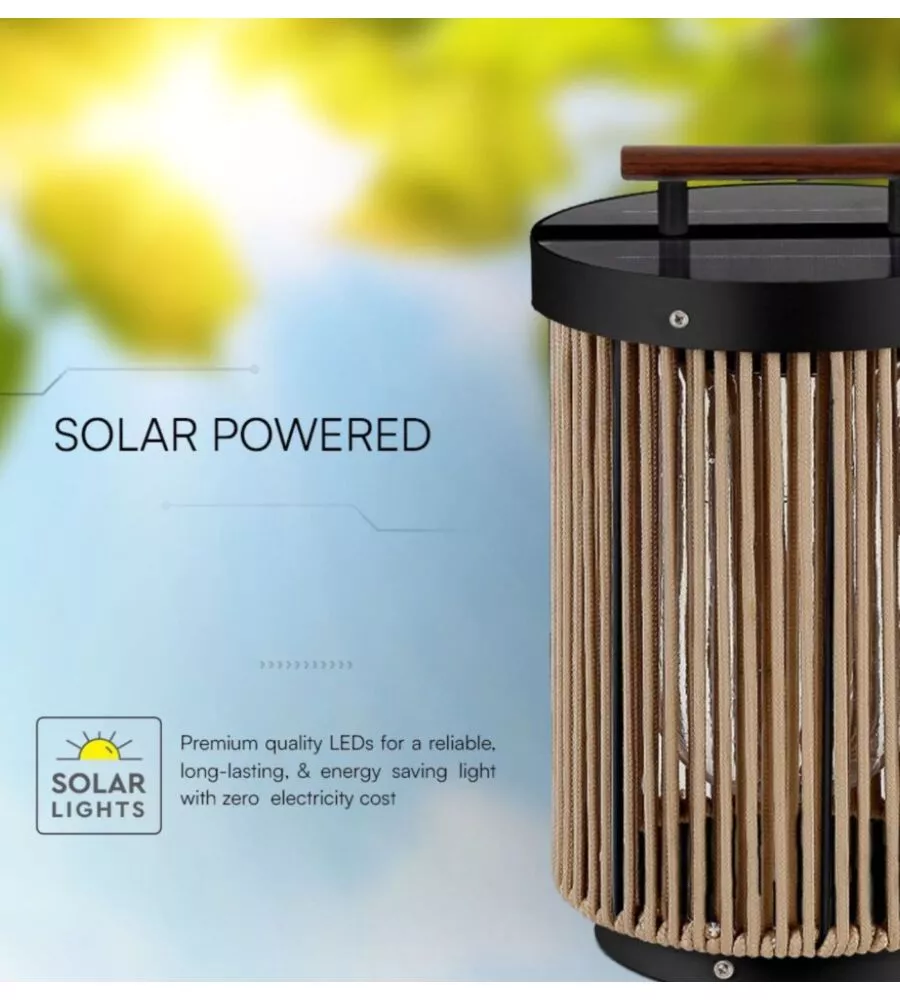 LAMPADA LED SOLARE RICARICABILE DA ESTERNO VTAC MARRONE CON TELECOMANDO 3000K
