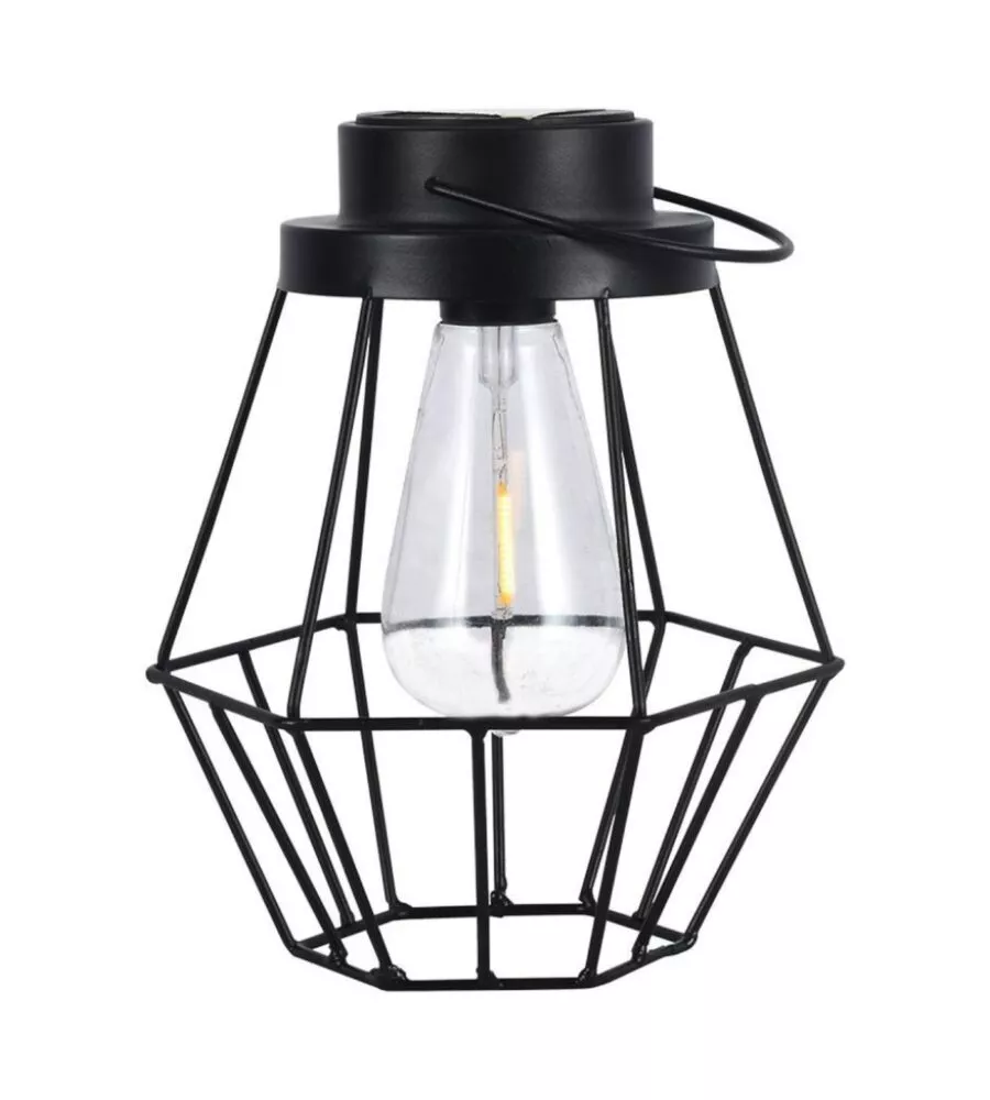 LAMPADA LED SOLARE DA ESTERNO RICARICABILE VTAC NERO VINTAGE 3000K