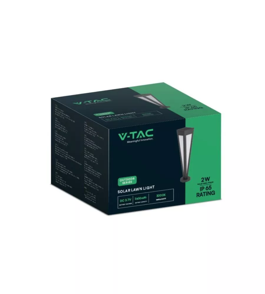 PIANTANA LED SOLARE DA ESTERNO VTAC NERO A CONO CON TELECOMANDO 3000K