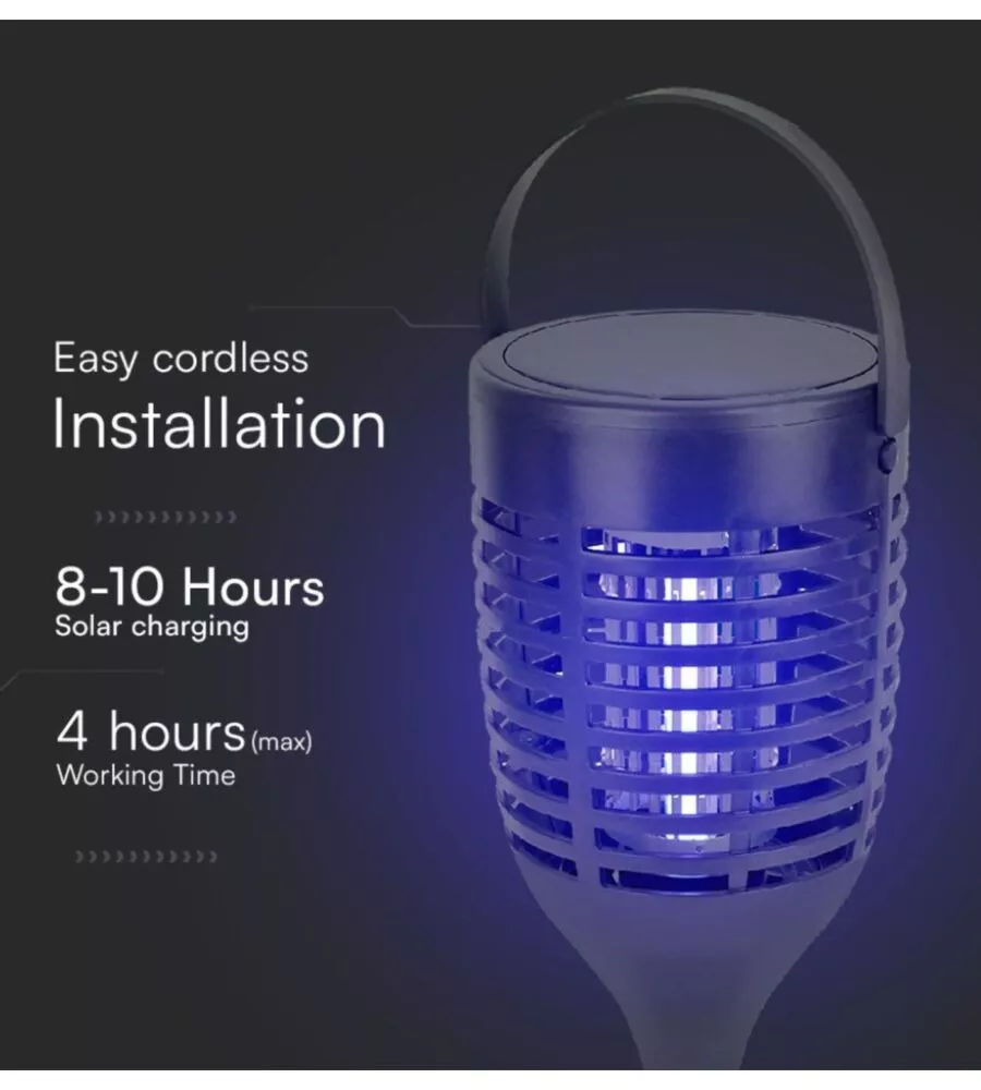 ZANZARIERA ELETTRICA SOLARE RICARICABILE VTAC NERO 1,3W