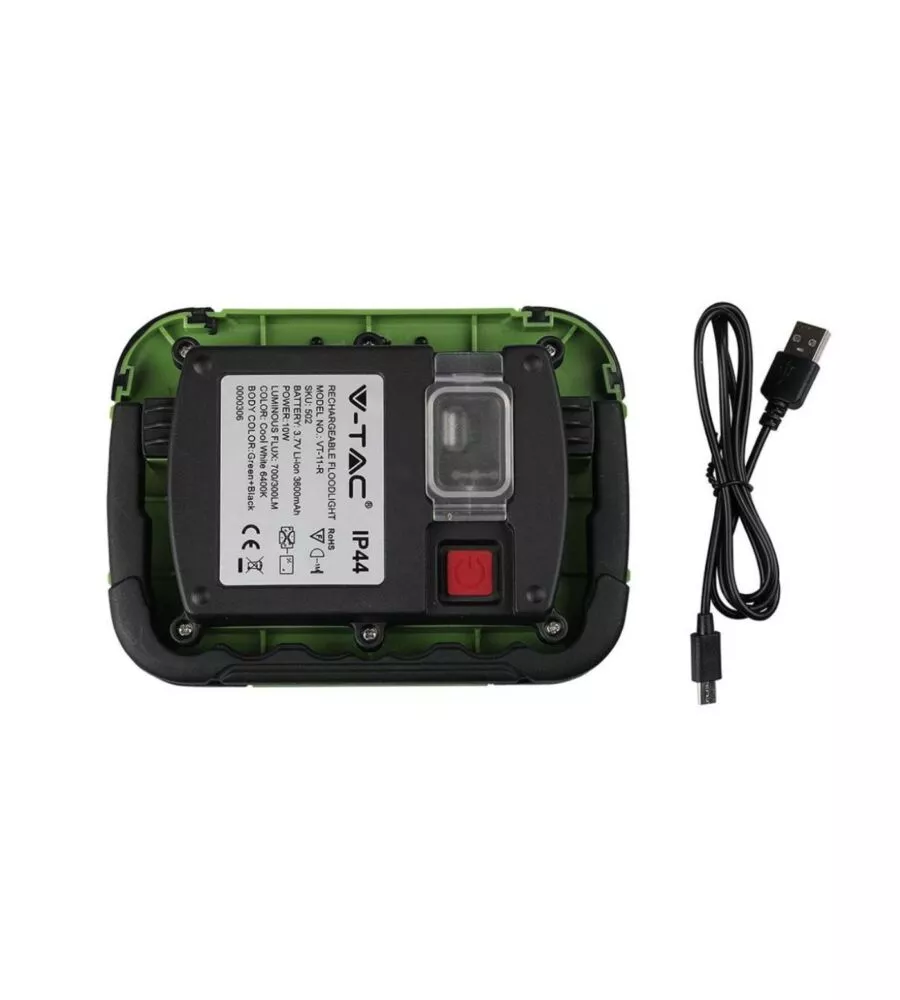 FARO LED RICARICABILE VTAC VERDE 4000K 10W