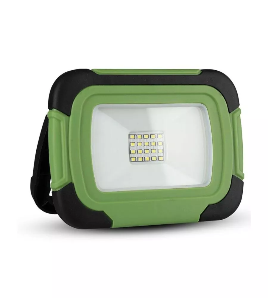 FARO LED RICARICABILE VTAC CON SOS FLASH VERDE 6400K 10W