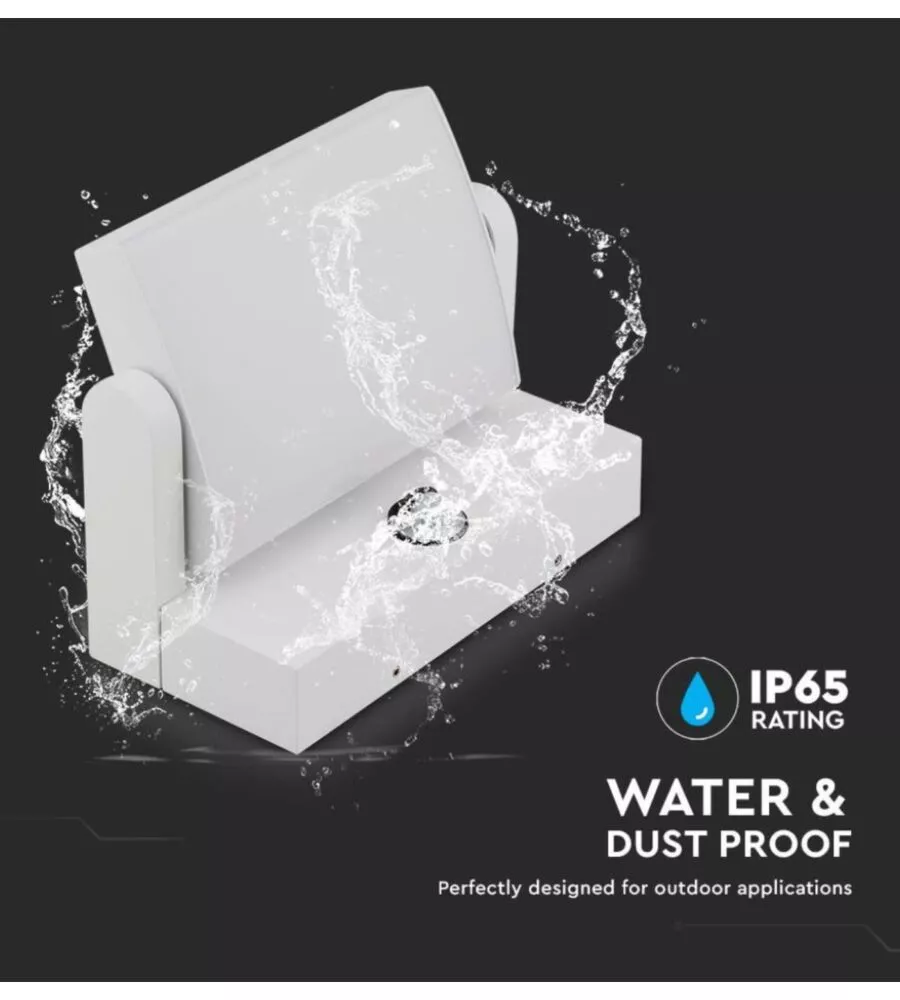 APPLIQUE LED SOLARE DA ESTERNO RETTANGOLARE VTAC BIANCO 3000K