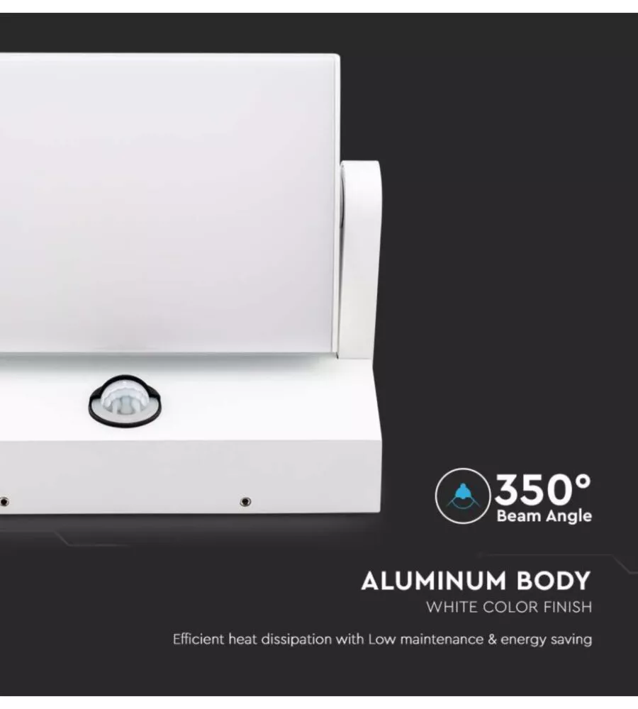 APPLIQUE LED SOLARE DA ESTERNO RETTANGOLARE VTAC BIANCO 3000K
