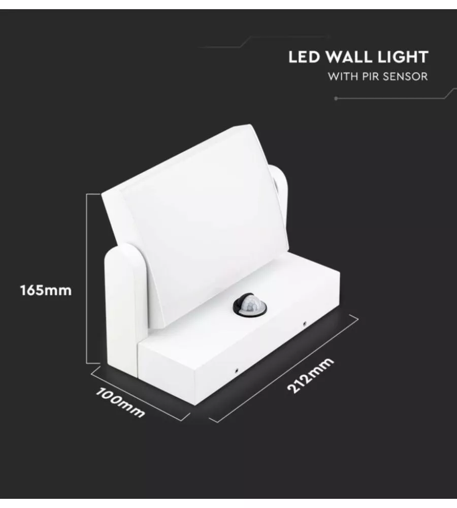 APPLIQUE LED SOLARE DA ESTERNO RETTANGOLARE VTAC BIANCO 4000K