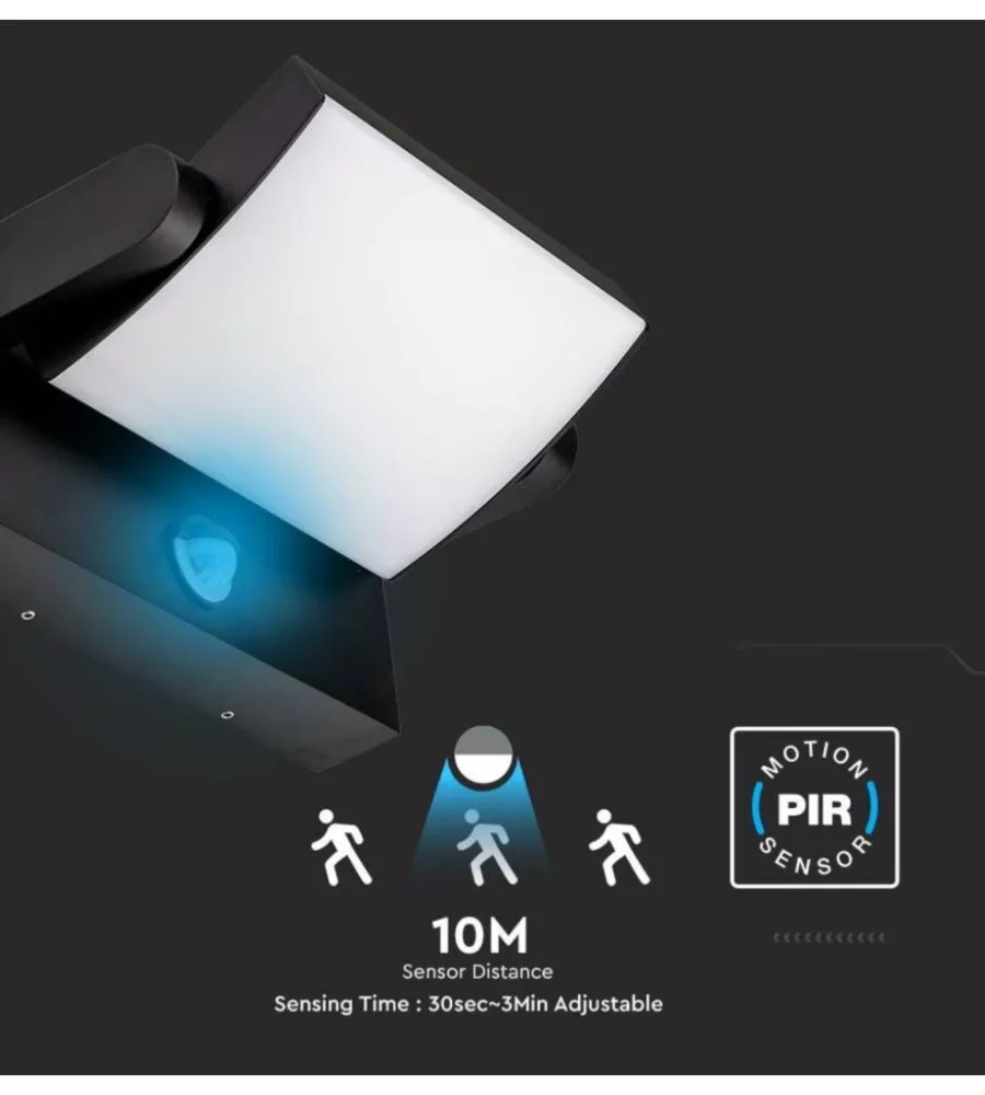 APPLIQUE LED SOLARE DA ESTERNO RETTANGOLARE VTAC NERO 4000K
