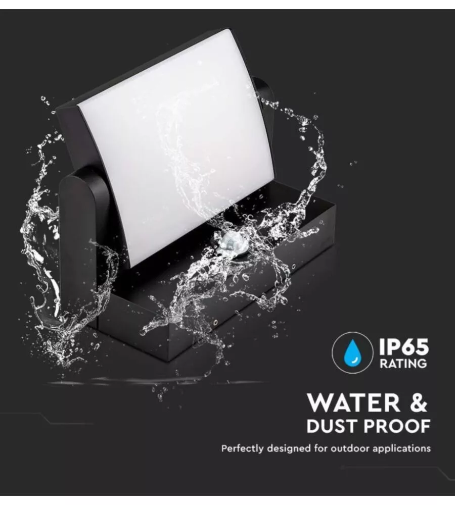 APPLIQUE LED SOLARE DA ESTERNO RETTANGOLARE VTAC NERO 4000K