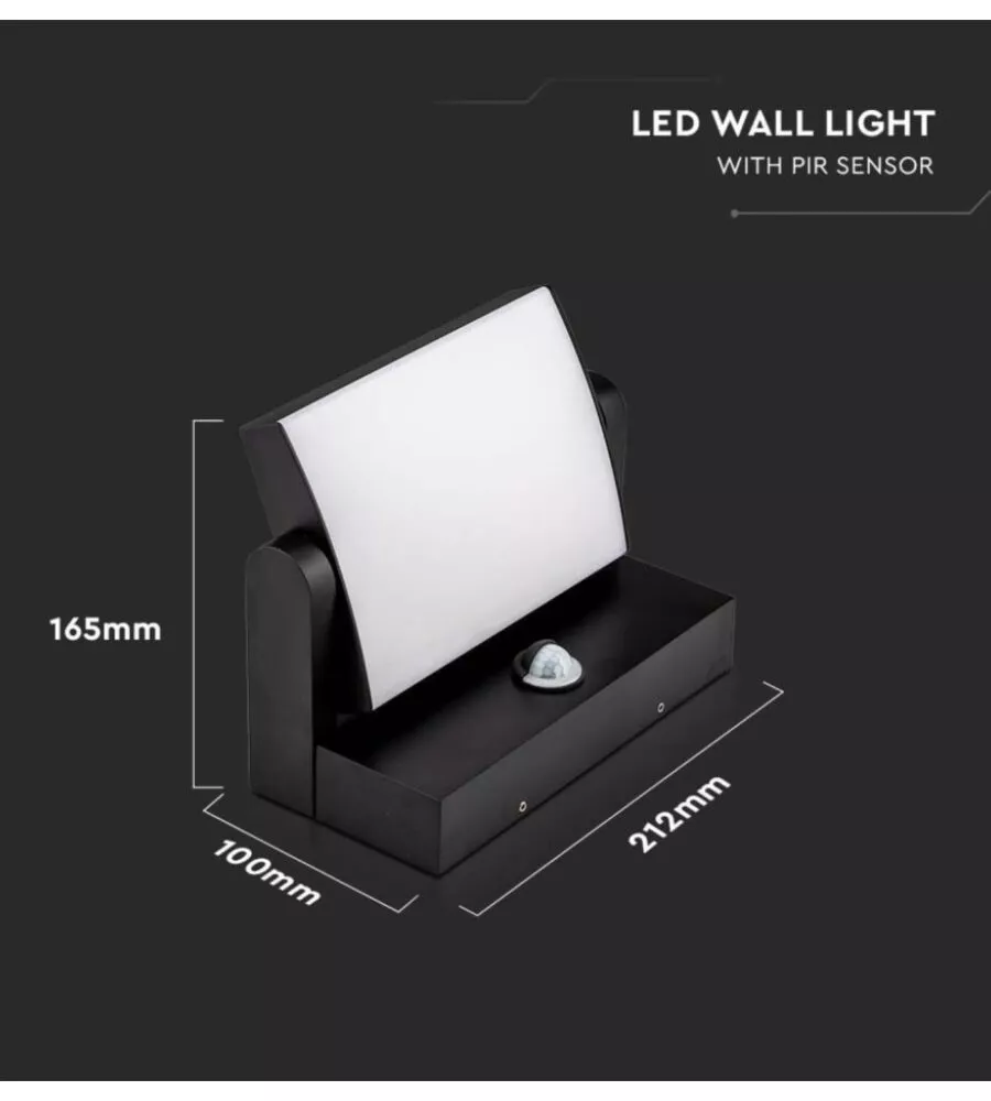 APPLIQUE LED SOLARE DA ESTERNO RETTANGOLARE VTAC NERO 4000K