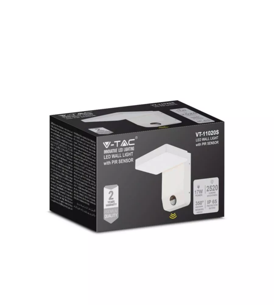 APPLIQUE QUADRATA LED SOLARE DA ESTERNO VTAC BIANCO 3000K