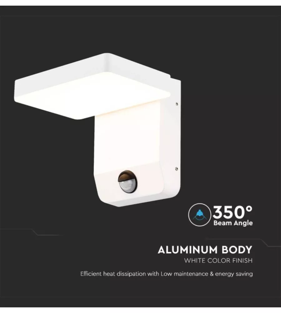 APPLIQUE QUADRATA LED SOLARE DA ESTERNO VTAC BIANCO 3000K