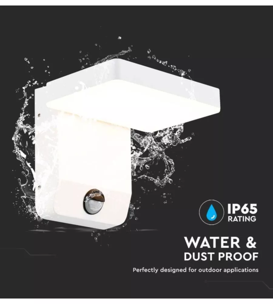 APPLIQUE QUADRATA LED SOLARE DA ESTERNO VTAC BIANCO 3000K