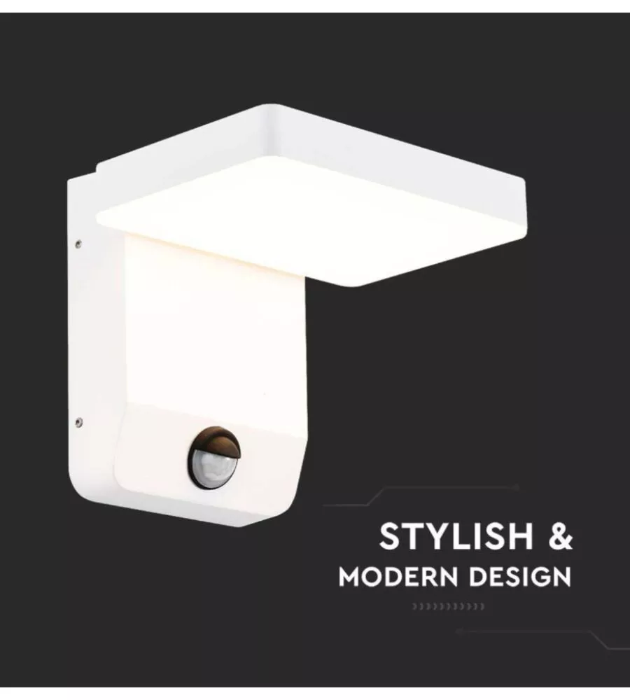 APPLIQUE QUADRATA LED SOLARE DA ESTERNO VTAC BIANCO 3000K