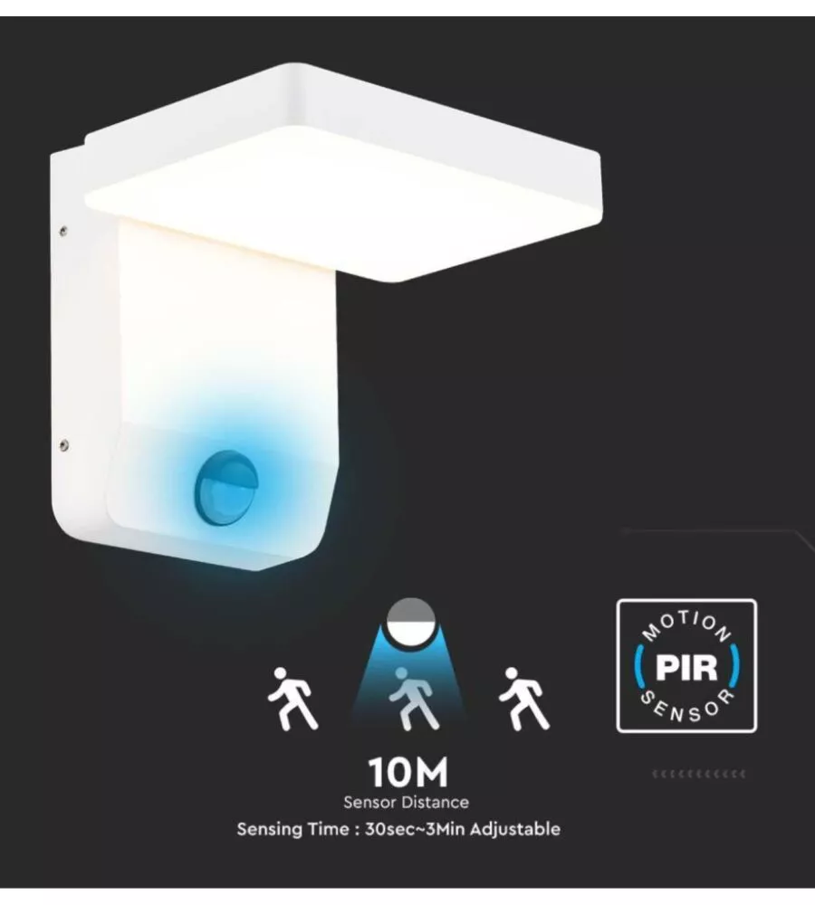 APPLIQUE QUADRATA LED SOLARE DA ESTERNO VTAC BIANCO 3000K