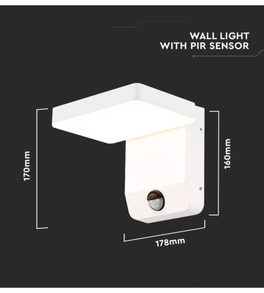 APPLIQUE QUADRATA LED SOLARE DA ESTERNO VTAC BIANCO 3000K