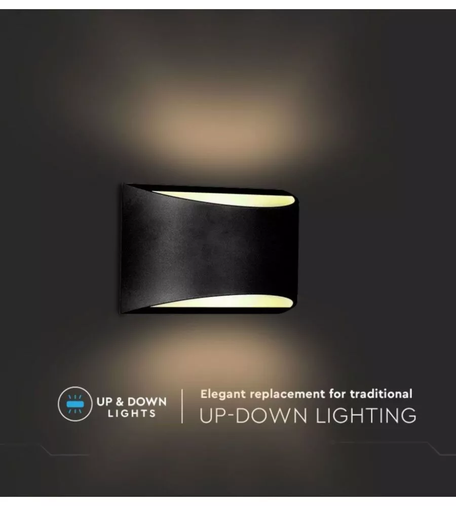 APPLIQUE LED DA ESTERNO A DOPPIO FASCIO LUMINOSO VTAC "BRIDGELUX" NERO 4000K