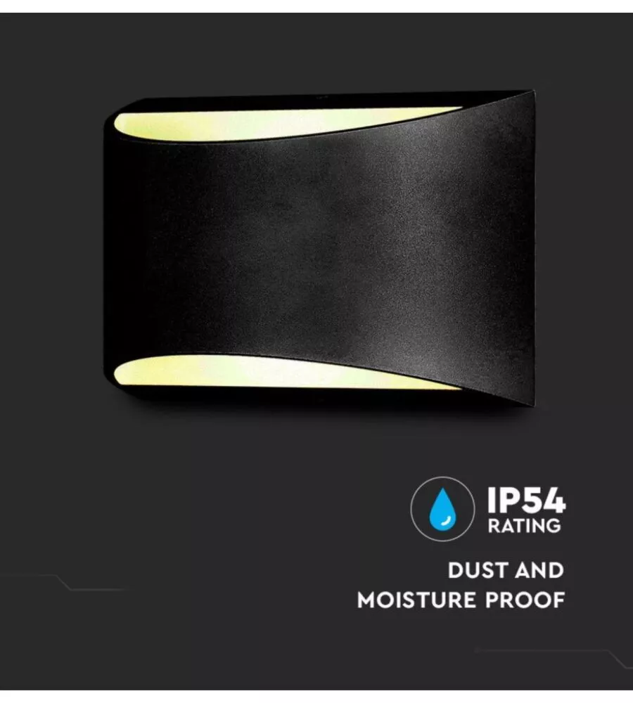 APPLIQUE LED DA ESTERNO A DOPPIO FASCIO LUMINOSO VTAC "BRIDGELUX" NERO 4000K