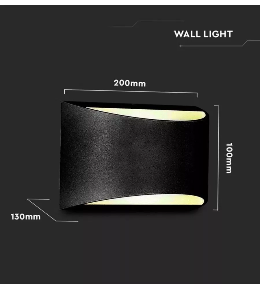 APPLIQUE LED DA ESTERNO A DOPPIO FASCIO LUMINOSO VTAC "BRIDGELUX" NERO 4000K